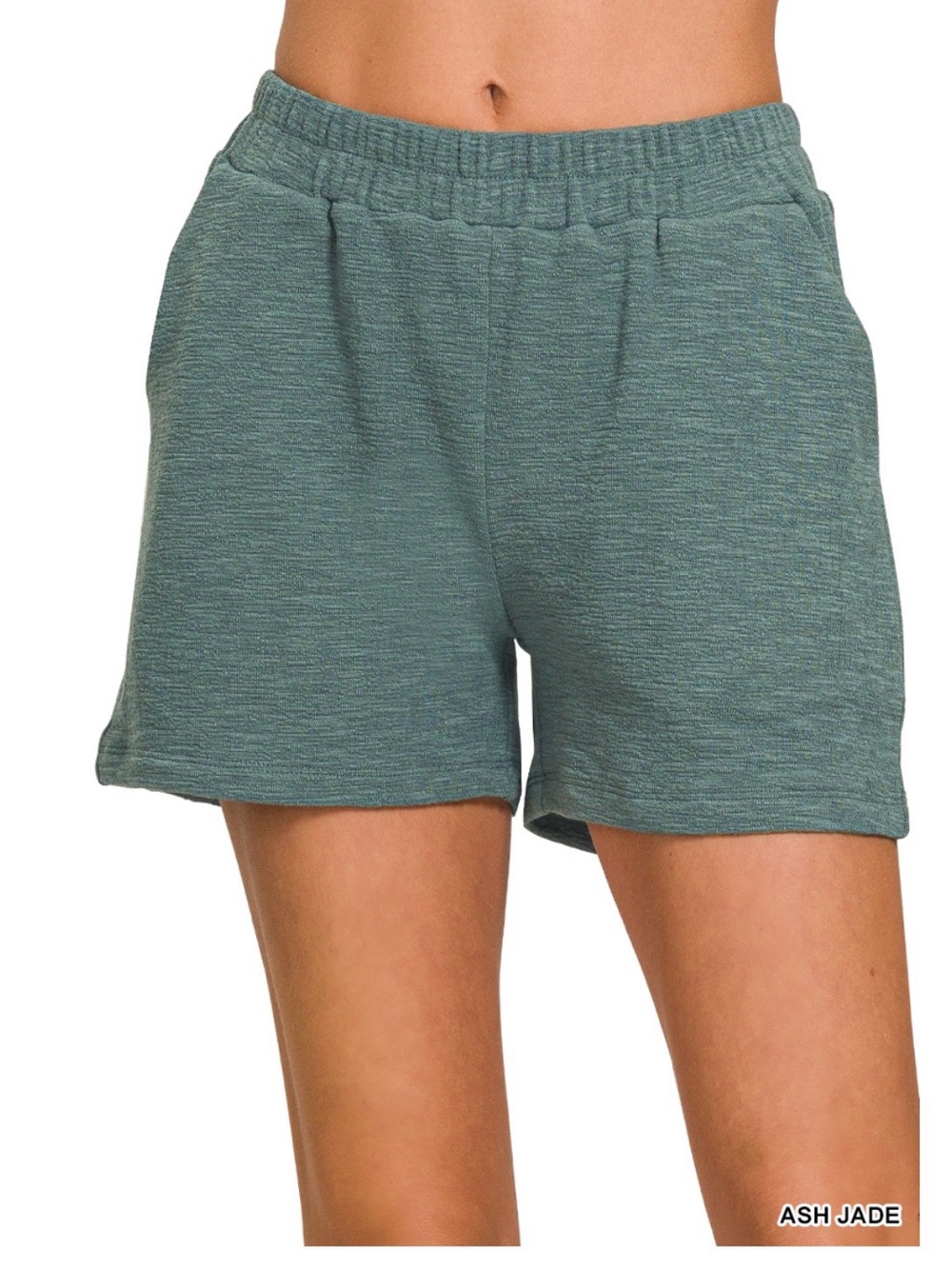 Zenana Outfitters Athletic Pull-On Shorts- ash jade